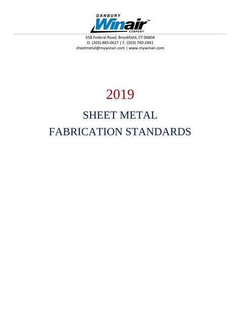 sheet metal fabrication standards